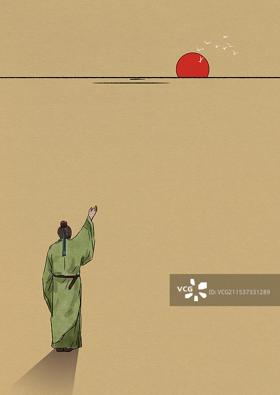 中国风新中式古风古典传统文化古装古人古代古时候历史文化国学经典水墨风长江气势诗人资讯插画图片素材