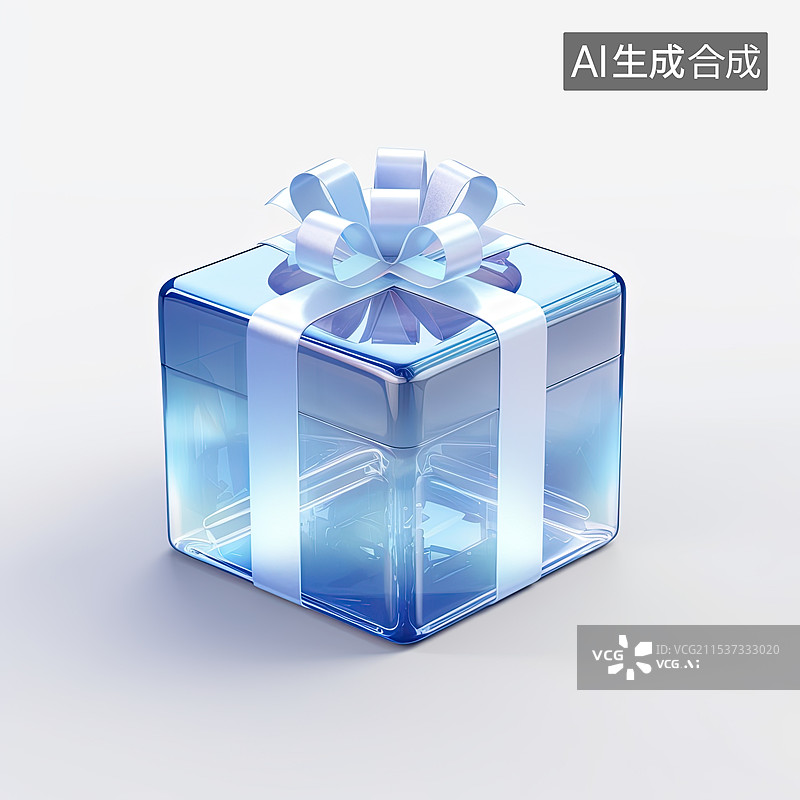 【AI数字艺术】B端水晶透明礼物盒图片素材