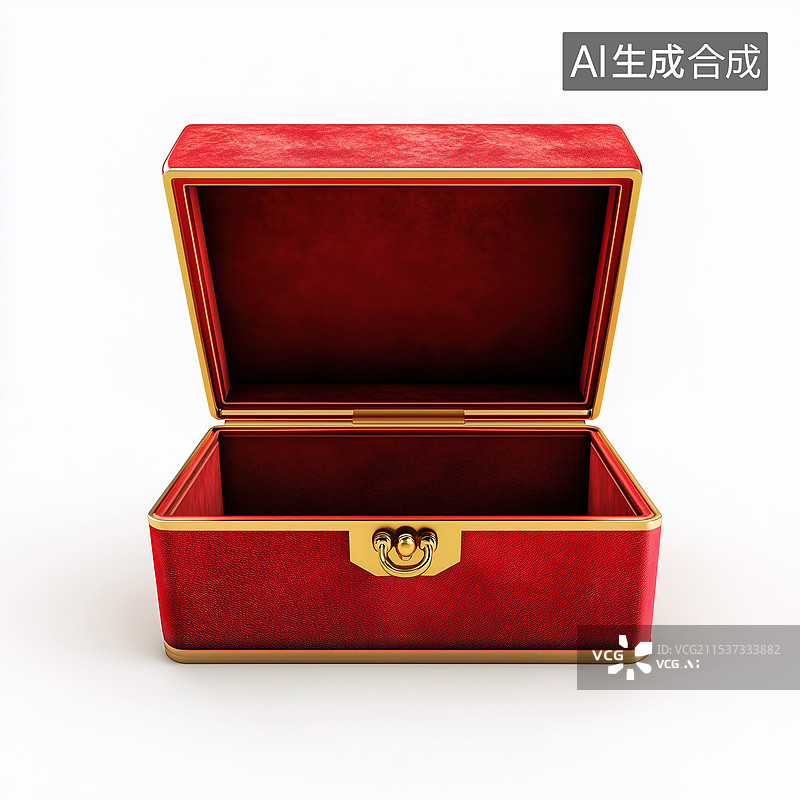 【AI数字艺术】打开的红色礼盒箱子图片素材