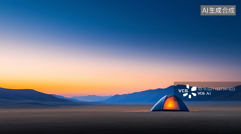 【AI数字艺术】星空下的营地图片素材