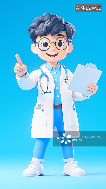 【AI数字艺术】3D卡通医生图片素材