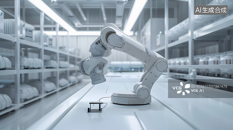 【AI数字艺术】物流园工厂内机械臂机器人图片素材