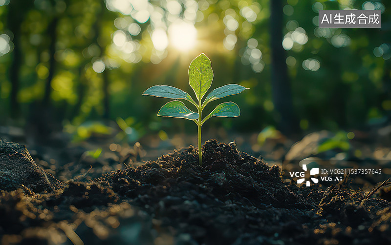【AI数字艺术】新生植物发芽图片素材