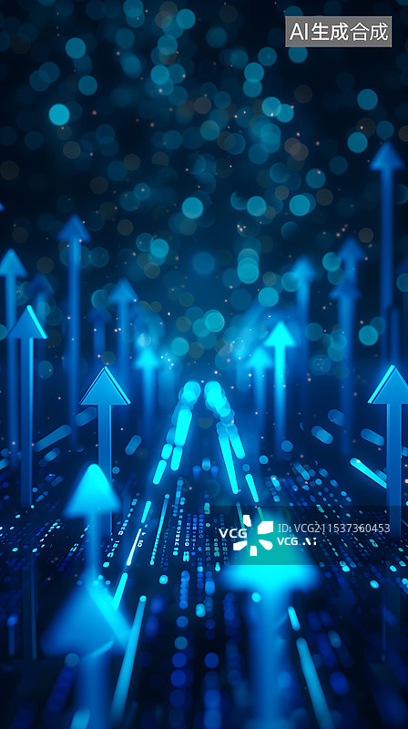 【AI数字艺术】金融科技向上箭头图表股市金融经济增长插图图片素材