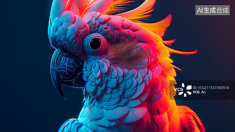 【AI数字艺术】色彩鲜艳的鹦鹉图片素材