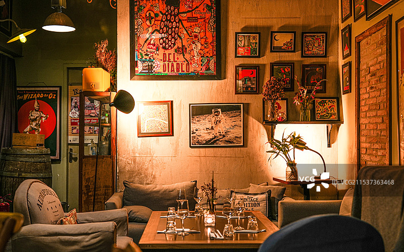 上海法式复古餐厅 内部装饰图片素材