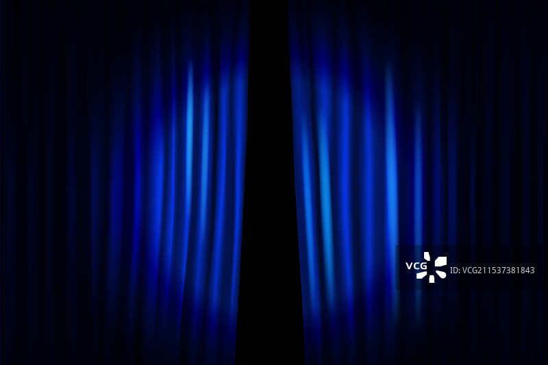 蓝色窗帘与投影仪的圆形光圈图片素材