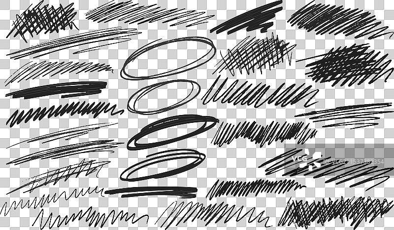 手写涂鸦和笔画设计元素图片素材