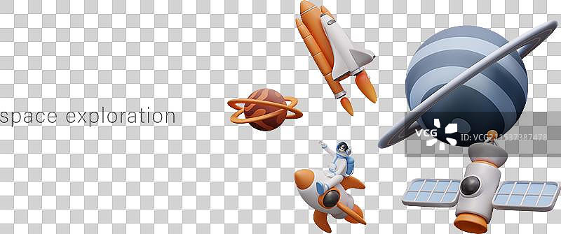 太空探索概念，宇航员骑乘在上图片素材