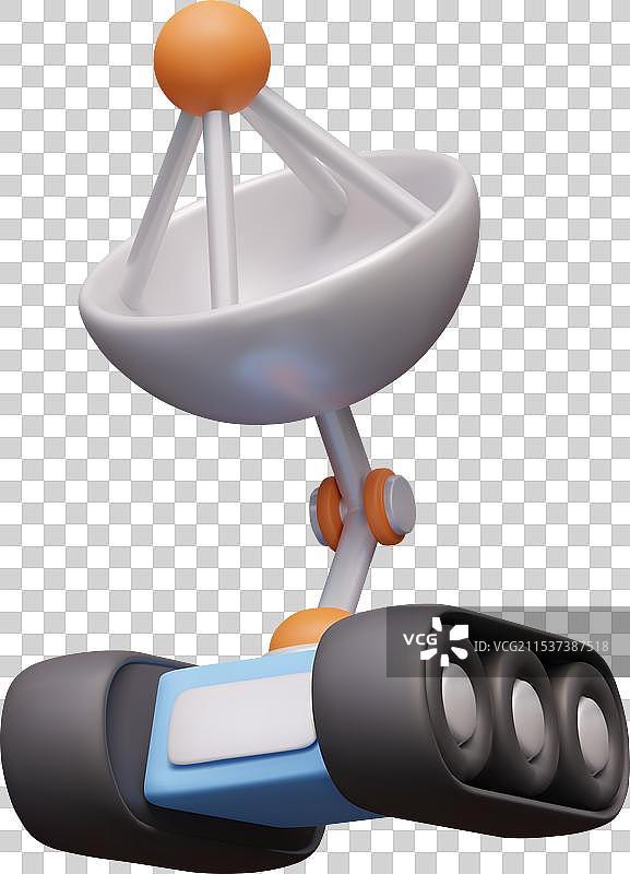 带有圆形天线的履带式太空探测器图片素材