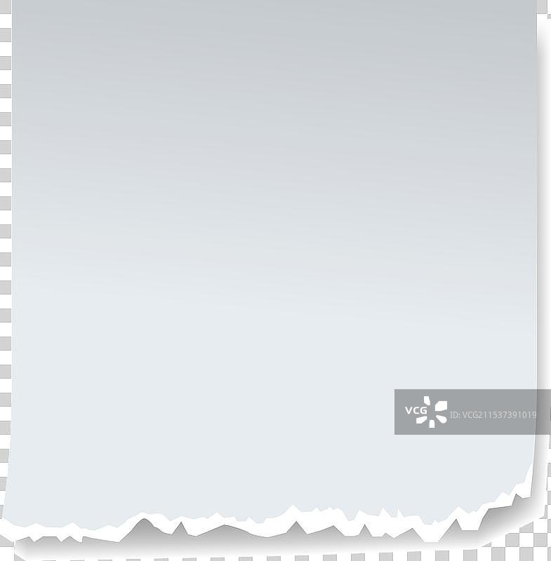 撕裂或破损的白纸，边缘磨损。图片素材