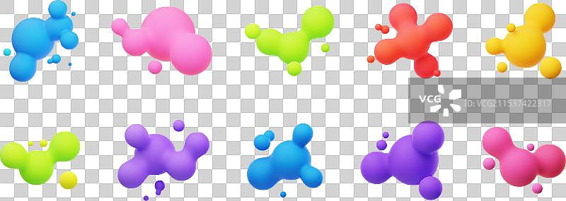 色彩斑斓的3D变形球体，像熔岩一样的液态斑点图片素材