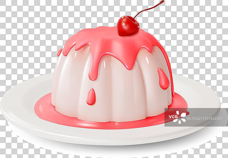 3D樱桃奶冻甜点食品图片素材