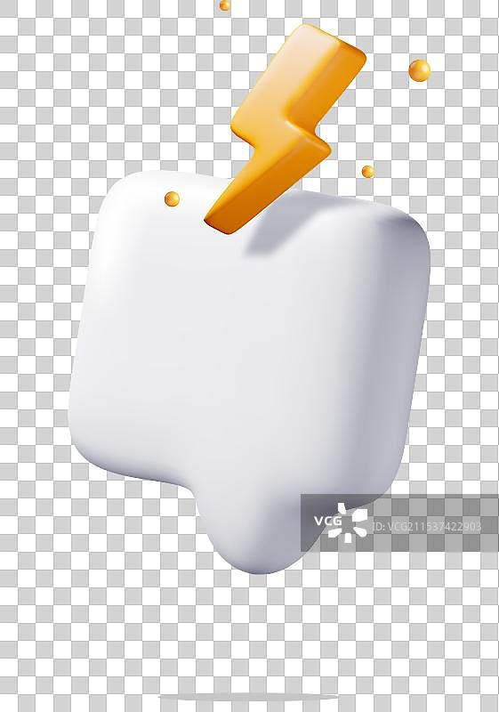 带有闪电的3D白色空白对话气泡图片素材