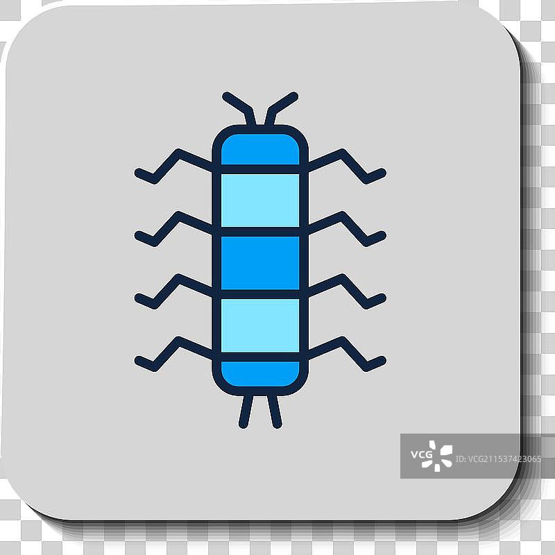 填充轮廓的蜈蚣昆虫图标，孤立在背景上图片素材