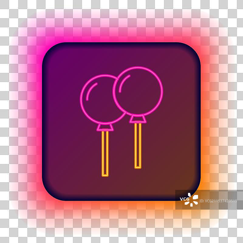 发光的霓虹线气球与丝带图标图片素材