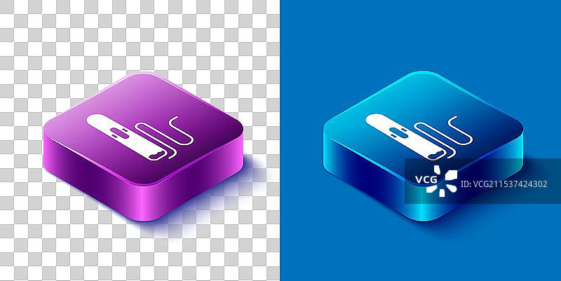 等距雪茄图标，背景为蓝色和紫色图片素材