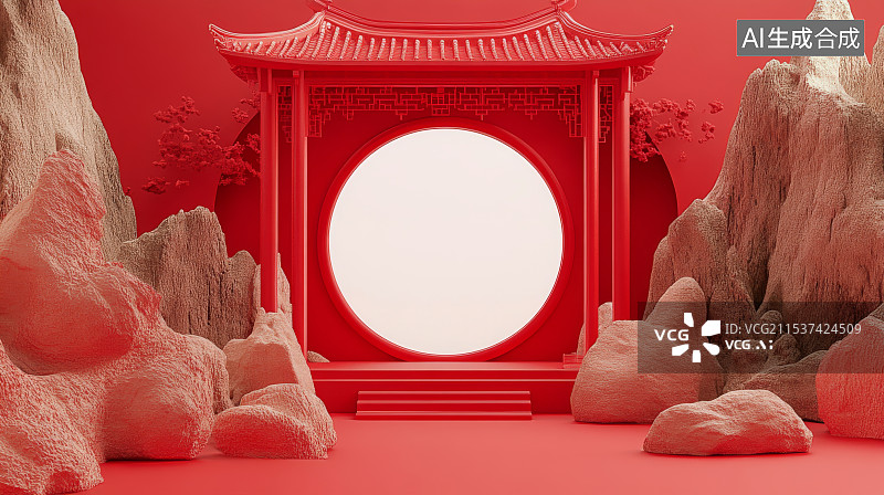 【AI数字艺术】年货节，新春背景，新年背景，红色背景图片素材