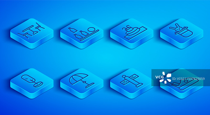 带椅子的野餐桌、瓶子和球的布置图片素材