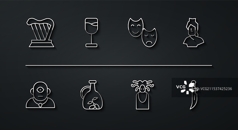 古代独眼巨人竖琴雕塑图片素材