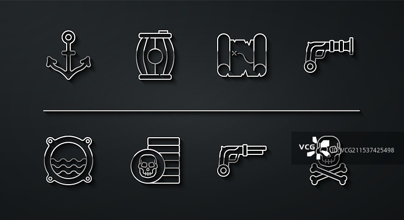 船舶舷窗与海景的线条锚定图片素材