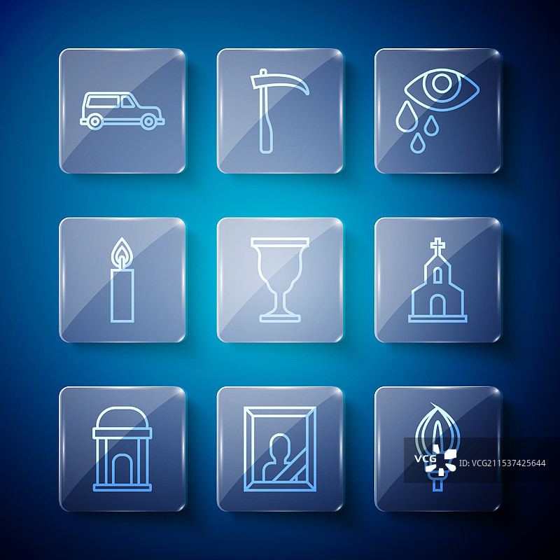 旧式线条的加密哀悼相框与百合花图片素材