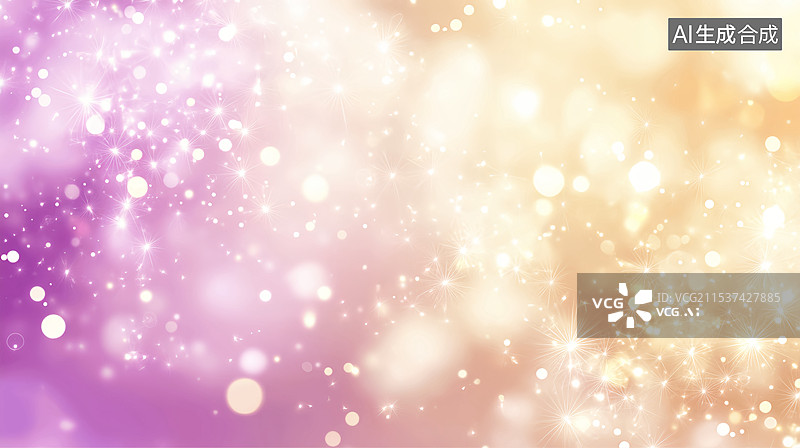 【AI数字艺术】梦幻米黄色光斑闪亮紫色背景图片素材