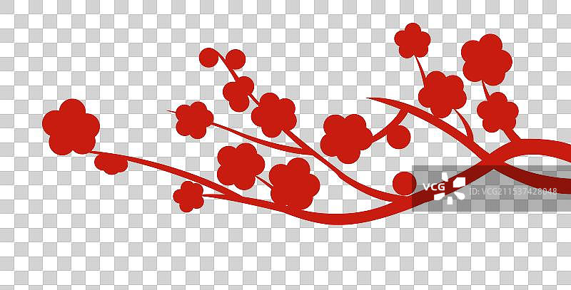 高端剪纸梅花新年春节元旦节日庆典插画元素图片素材