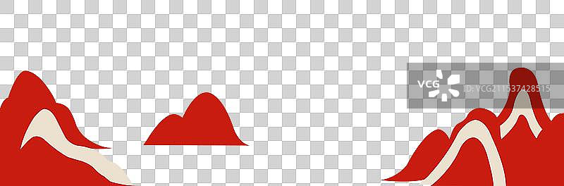 高端剪纸山新年春节元旦节日庆典插画元素图片素材