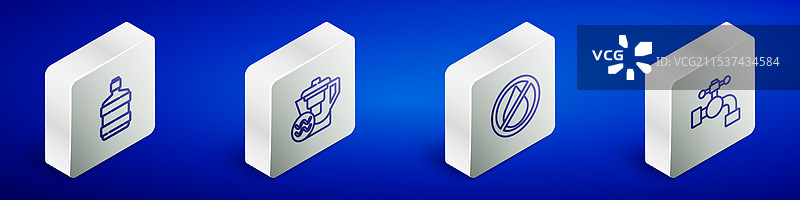 等距线条大瓶子装满清水图片素材