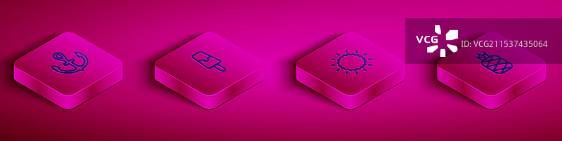 等距线锚点冰淇淋太阳和图片素材