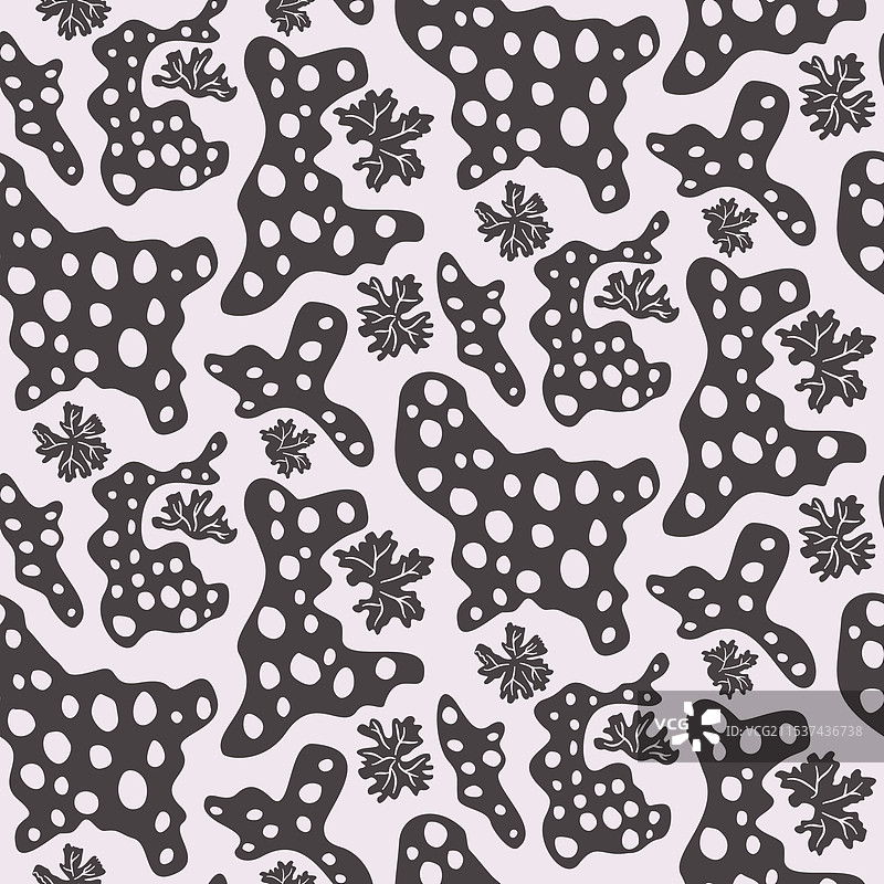 有机形状和叶子的无缝图案图片素材