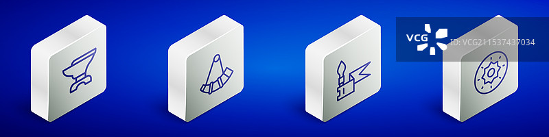 等轴测线锤铁砧用于锻造图片素材