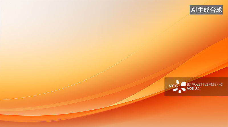 【AI数字艺术】柔和的橙色波浪形线条抽象背景图片素材