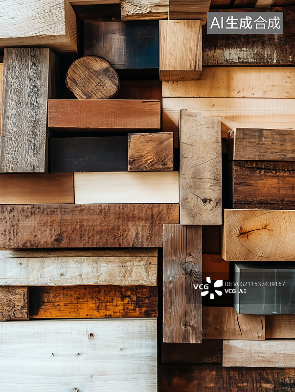 【AI数字艺术】木质纹理拼接艺术图片素材