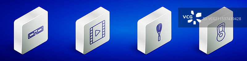 等距线条的电影院眼镜播放视频图片素材