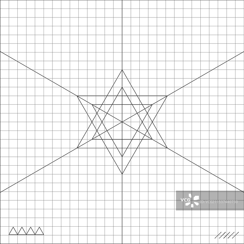 六个三角形在中心点相连图片素材