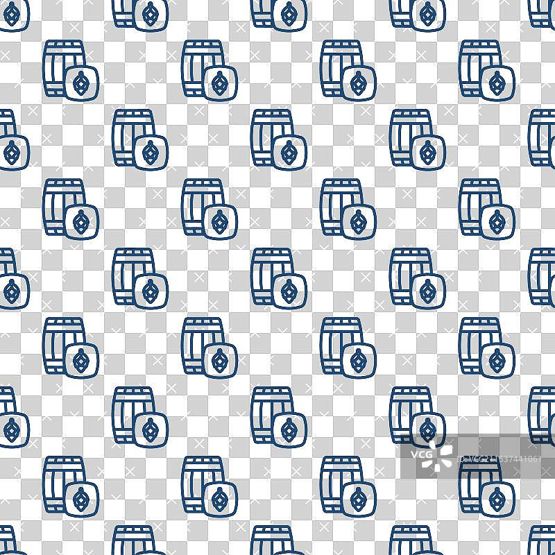 蓝色线条木桶图标，隔离无缝设计图片素材