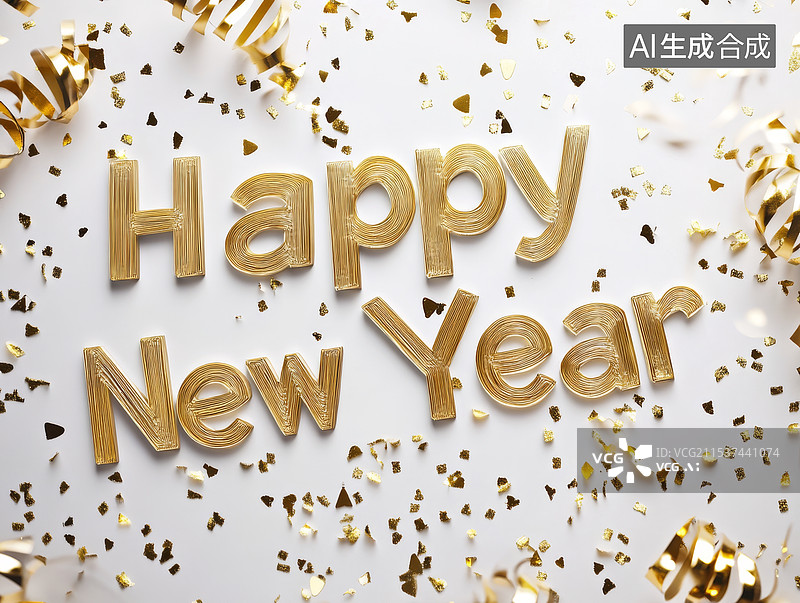【AI数字艺术】3D 新年辉煌：白金优雅背景图片素材