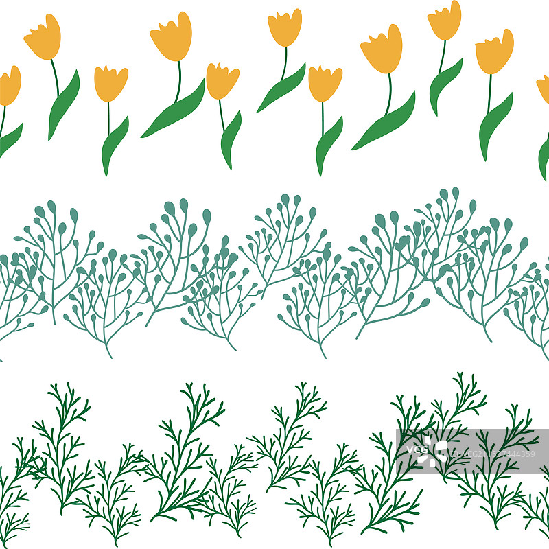 洋甘菊横向边框无缝图案图片素材