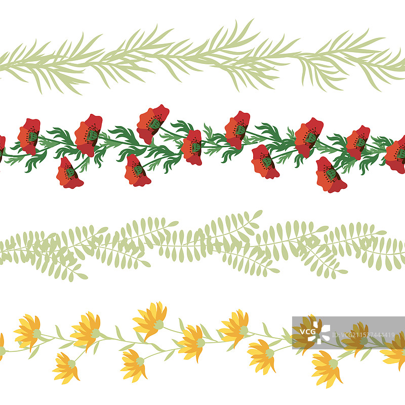 洋甘菊横向边框无缝图案图片素材