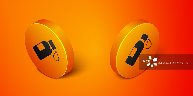 孤立在橙色背景上的等距水瓶图标图片素材