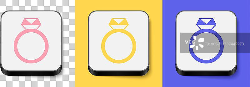 等距钻石订婚戒指图标孤立设计图片素材