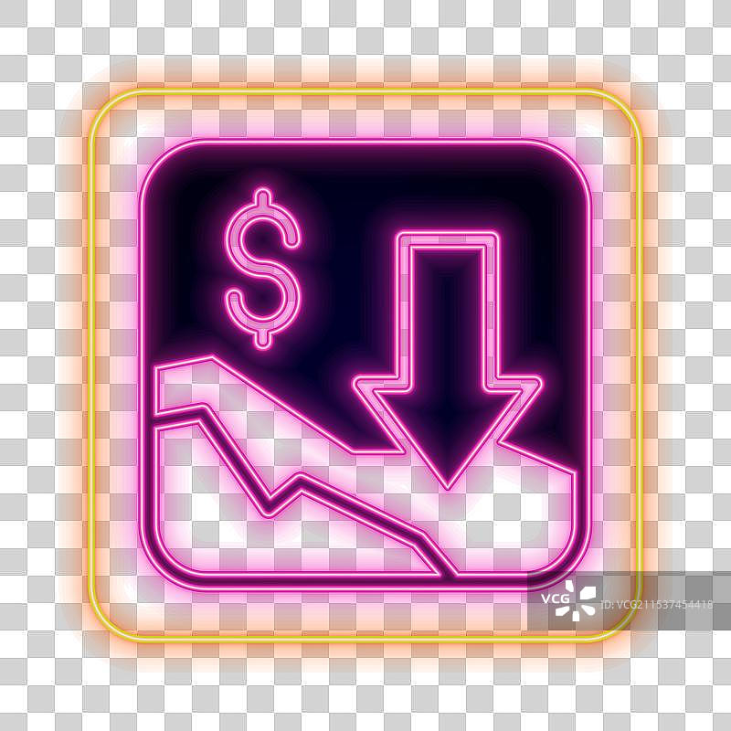 发光的霓虹金融增长下降图标图片素材