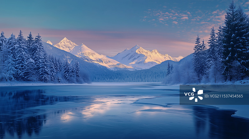 宁静的冬季湖面图片素材