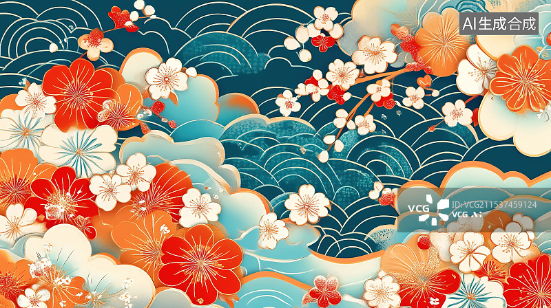 【AI数字艺术】浮世绘 神奈川冲浪里图片素材