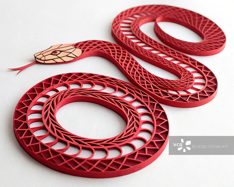 白色背景上的纸艺特写镜头 蛇年图片素材