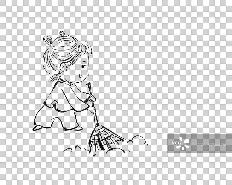 中国风年俗系列免抠元素-腊月二十四扫尘图片素材