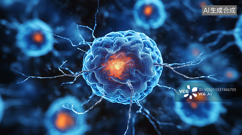 【AI数字艺术】病毒和疾病细胞的特写图片素材