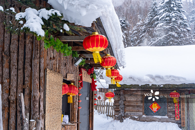 中国雪乡 林海雪原 雪檐 冰棱 白原 素林 晶枝 雪道 寒溪 玉峰 素岭 冷杉 琼枝图片素材
